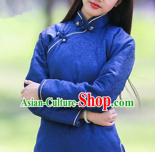 Traditional Classic Women Clothing, Traditional Classic Chinese Republic Of China Silk Satin Jacquard Cotton Chinese Plate Buttons Cotton-Padded Jacket