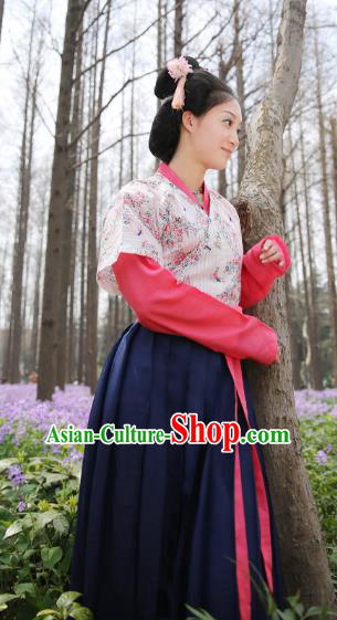 Traditional Chinese Tang Dynasty Palace Lady Embroidered Costume, Asian China Ancient Imperial Concubine Hanfu Clothing for Women