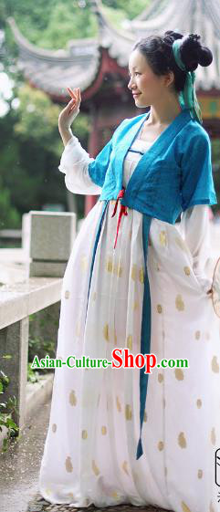 Traditional Chinese Tang Dynasty Princess Embroidered Costume, Asian China Ancient Hanfu Slip Skirt Clothing for Women