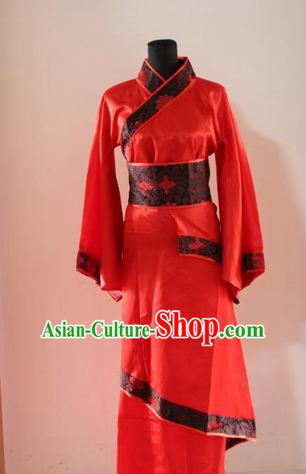Traditional Ancient Chinese Princess Wedding Costume, Asian Chinese Han Dynasty Palace Lady Bride Red Dress Clothing for Women