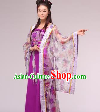 Traditional Ancient Chinese Princess Costume, Asian Chinese Tang Dynasty Imperial Consort Purple Dress Clothing for Women