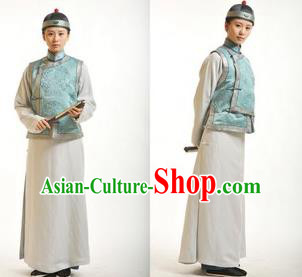 Traditional Ancient Chinese Manchu Young Men Costume, Asian Chinese Qing Dynasty Prince Embroidered Dress Clothing for Men