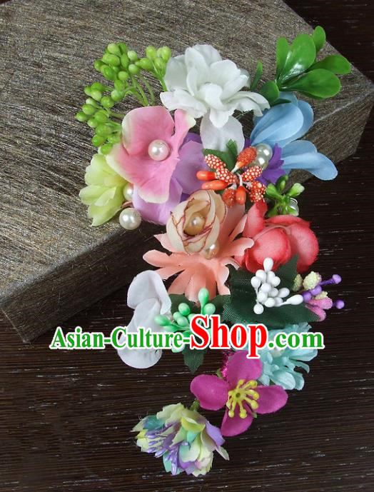 Top Grade Handmade Wedding Hair Accessories Flowers Headdress, Baroque Style Bride Pearls Headwear for Women