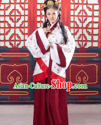 Traditional Ancient Chinese Palace Lady Imperial Consort Costume, Asian Chinese Han Dynasty Fairy Hanfu Clothing for Women