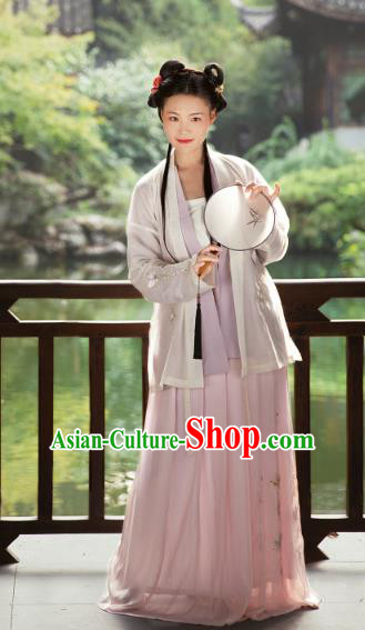 Traditional Chinese Ancient Song Dynasties Princess Costume, Asian China Palace Lady Embroidered Clothing Complete Set