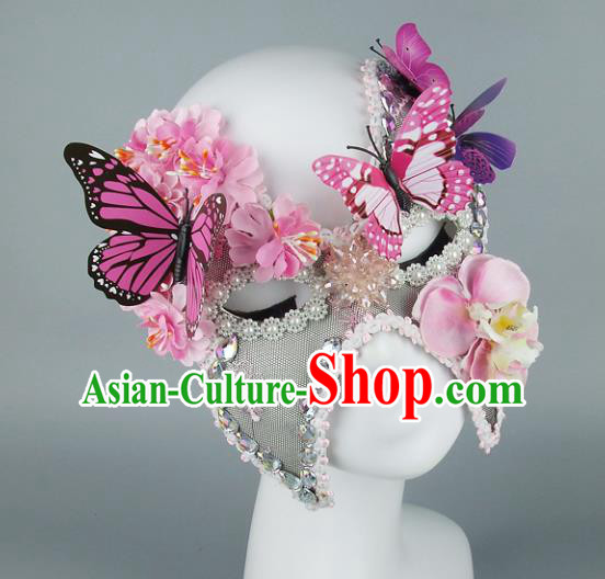 Top Grade Handmade Exaggerate Fancy Ball Accessories Butterfly Mask, Halloween Model Show Ceremonial Occasions Face Mask