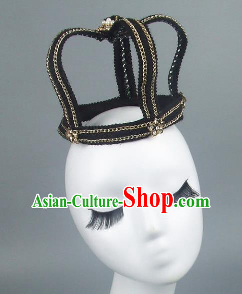 Handmade Halloween Royal Crown Hair Accessories Model Show Headdress, Halloween Ceremonial Occasions Miami Deluxe Exaggerate Fancy Ball Headwear