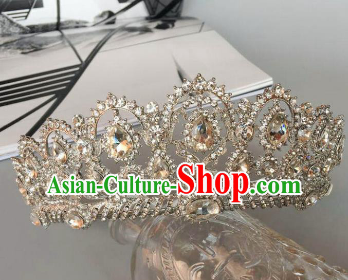 Top Grade Handmade Wedding Hair Accessories Bride Headwear, Baroque Style Crystal Royal Crown for Women