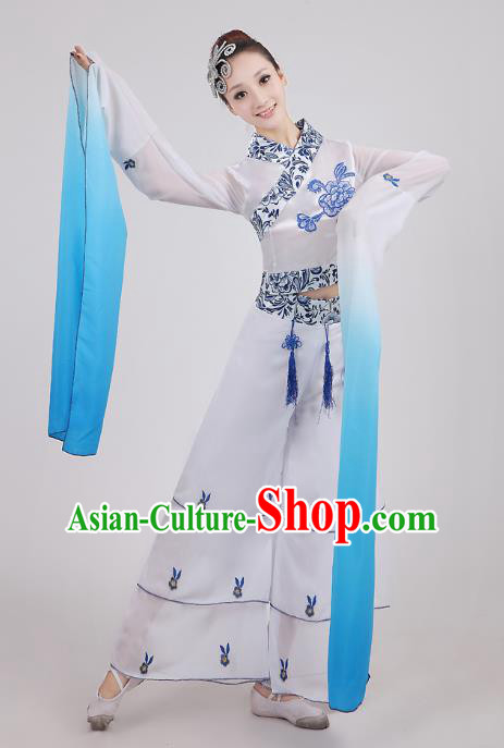 Traditional Chinese Water Sleeve Dance Costume, Folk Dance Uniform Classical Dance Embroidery Clothing for Women