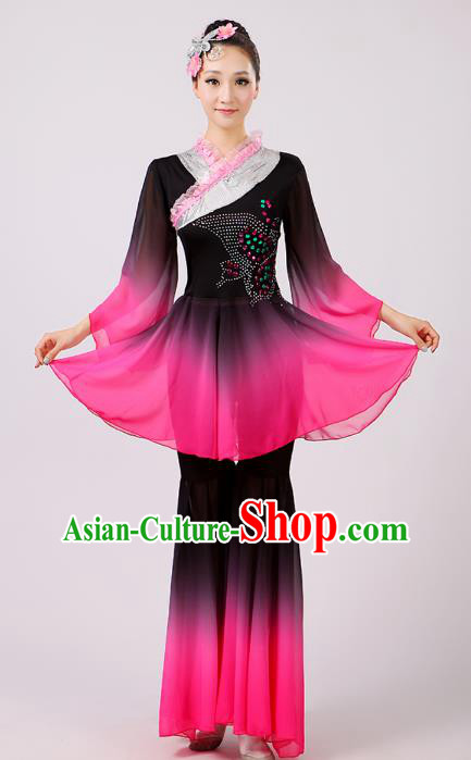 Traditional Chinese Umbrella Dance Lotus Dance Costume, Folk Fan Dance Uniform Classical Dance Clothing for Women