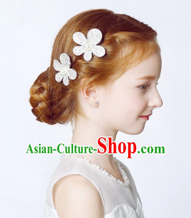 Handmade Children Hair Accessories Crystal Flower Hair Stick, Princess Halloween Model Show Headwear Hair Claw for Kids
