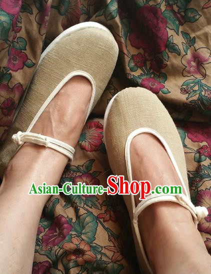 Traditional Chinese National Linen Shoes Martial Arts Shoes, China Handmade Shoes Hanfu Kung fu Shoes for Women