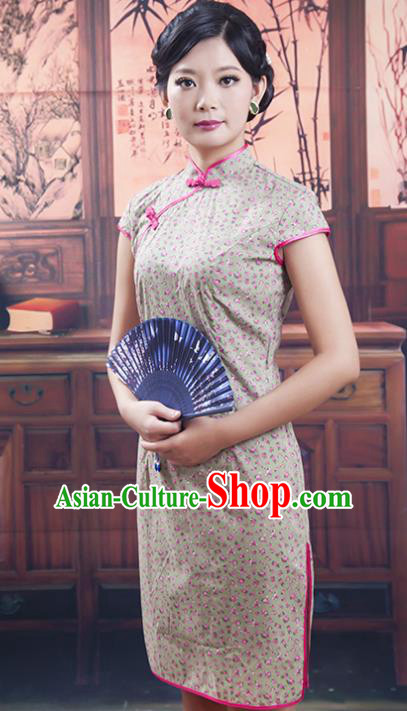 Traditional Ancient Chinese Republic of China Cheongsam, Asian Chinese Chirpaur Short Qipao Dress Clothing for Women