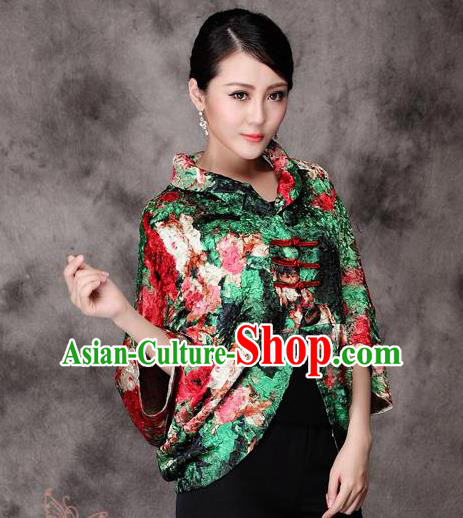 Traditional Ancient Chinese Young Lady Green Silk Cheongsam Jacket, Republic of China Qipao Tang Suit Plated Buttons Coat for Women