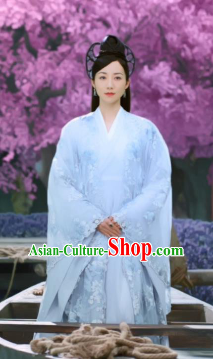 Asian China Han Dynasty Imperial Princess Costume and Headpiece Complete Set, Traditional Chinese Ancient Fairy Embroidered Clothing for Women