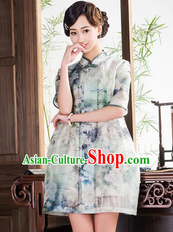 Traditional Ancient Chinese Young Lady Retro Cheongsam Coat, Asian Republic of China Qipao Tang Suit Jacket for Women
