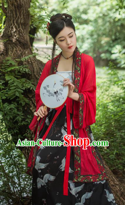 Asian China Song Dynasty Princess Printing Costume, Traditional Ancient Chinese Palace Lady Clothing Complete Set for Women