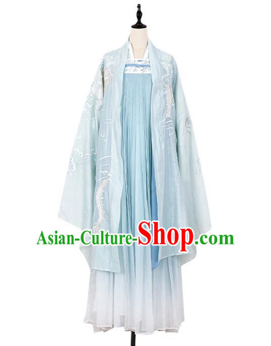Asian China Tang Dynasty Imperial Concubine Embroidered Costume Complete Set, Traditional Ancient Chinese Princess Elegant Hanfu Clothing for Women