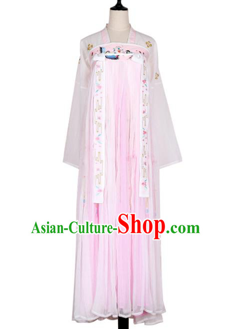 Asian China Tang Dynasty Palace Lady Embroidered Clothing Complete Set, Traditional Ancient Chinese Princess Elegant Hanfu for Women