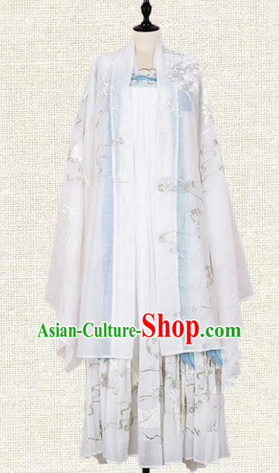 Asian China Tang Dynasty Princess Embroidered Clothing Complete Set, Traditional Ancient Chinese Palace Lady Hanfu Costume for Women