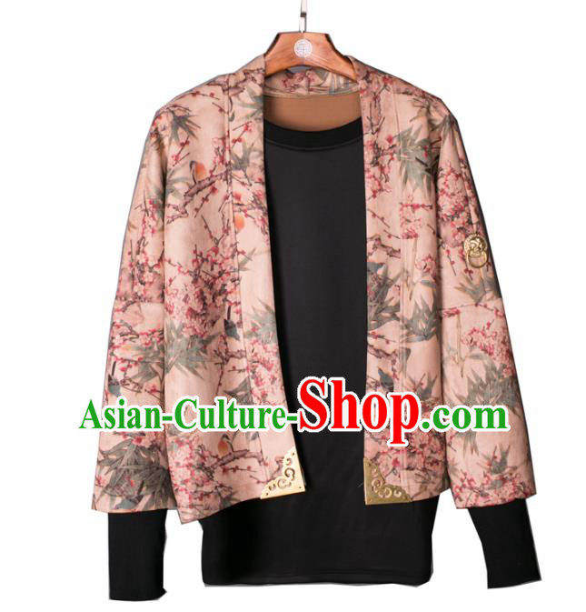 Asian China National Costume Printing Jacket, Traditional Chinese Tang Suit Coat Clothing for Men