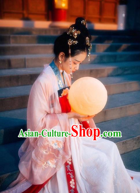 Asian China Tang Dynasty Palace Lady Costume Princess Embroidered Clothing Complete Set for Women