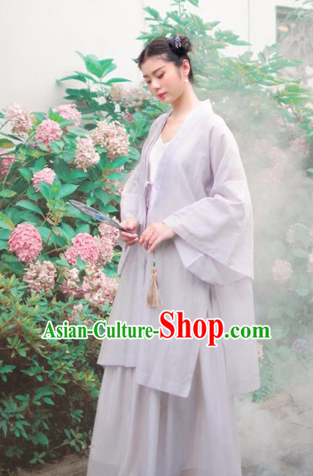 Asian China National Costume Hanfu Grey Silk Cardigan, Traditional Chinese Tang Suit Cheongsam Cape Clothing for Women