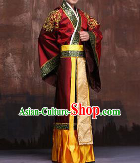 Traditional Ancient Chinese Emperor Royal Highness Costume, Asian Chinese Han Dynasty Majesty Clothing for Men