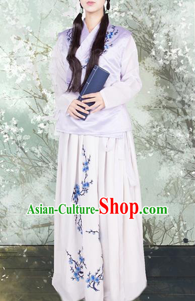 Traditional Ancient Chinese Young Lady Costume, Elegant Hanfu Clothing Chinese Ming Dynasty Princess Embroidered Clothing for Women