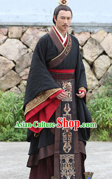 Traditional Ancient Chinese Imperial Emperor Costume, Chinese Han Dynasty Majesty Embroidered Clothing for Men