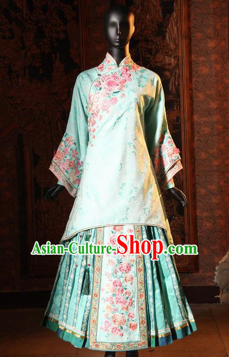 Traditional Ancient Chinese Republic of China Young Mistress Costume, Chinese Qing Dynasty Embroidered Xiuhe Suit Clothing for Women