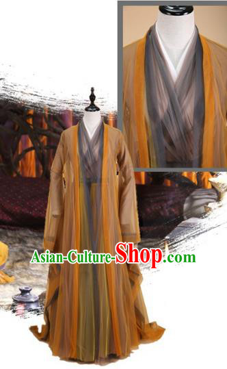 Traditional Ancient Chinese Imperial Consort Fairy Costume, Elegant Hanfu Clothing Chinese Tang Dynasty Empress Brown Clothing for Women