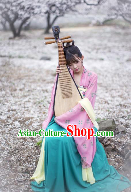 Traditional Chinese Ancient Costume Palace Lady Blue Slip Skirt, Asian China Tang Dynasty Imperial Princess Hanfu Dress Clothing for Women