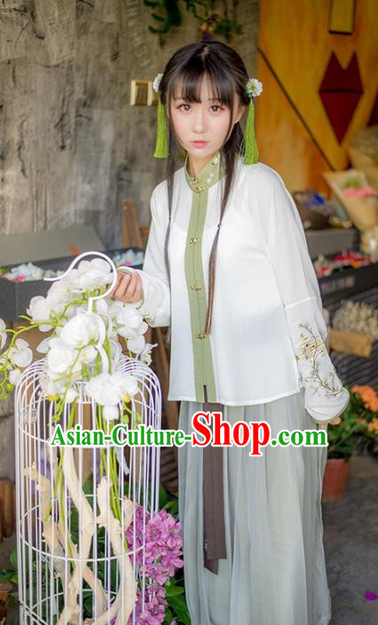 Traditional Ancient Chinese Palace Lady Hanfu Costume Embroidered Blouse, Asian China Ming Dynasty Imperial Princess Clothing for Women