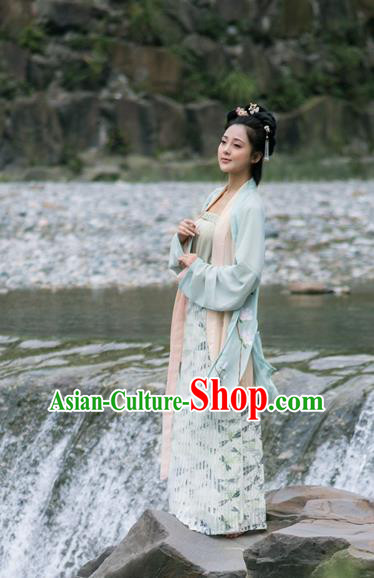 Traditional Ancient Chinese Song Dynasty Palace Lady Hanfu Costume Green Embroidered BeiZi, Asian China Princess Cardigan Clothing for Women