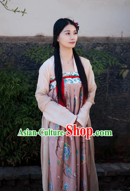 Traditional Chinese Ancient Costume Imperial Concubine Slip Skirt, Asian China Tang Dynasty Palace Lady Clothing for Women