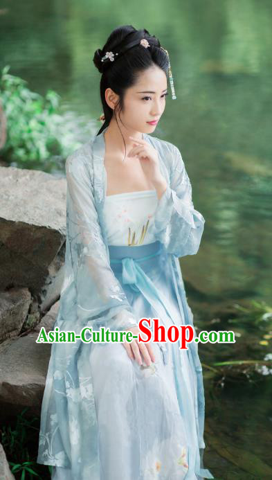 Traditional Chinese Ancient Costume Princess Embroidered Blouse and Skirt, Asian China Song Dynasty Palace Lady Hanfu Clothing for Women
