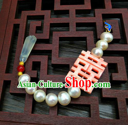 Traditional Handmade Chinese Ancient Classical Hanfu Accessories Pearls Tassel Breastpin Pendant Brooch for Women