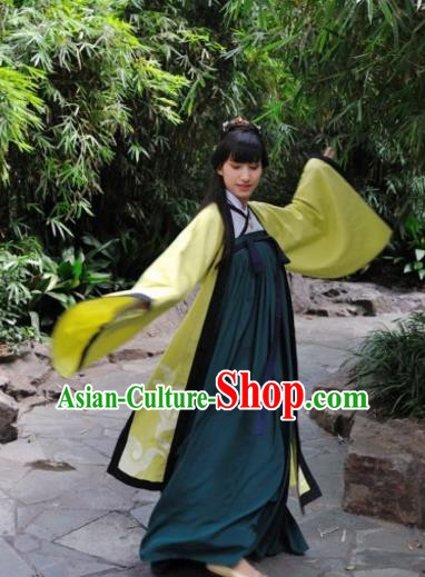 Traditional Chinese Tang Dynasty Nobility Lady Embroidered Dress Costume, Asian China Ancient Princess Hanfu Dress Clothing for Women