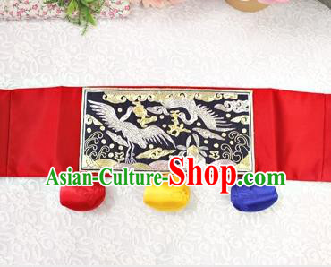 Traditional Korean Accessories Embroidered Crane Waist Belts, Asian Korean Fashion Waistband Decorations for Kids