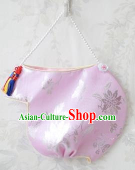 Traditional Korean Hair Accessories Bride Pink Embroidered Hats, Asian Korean Fashion Girls Wedding Headwear for Kids