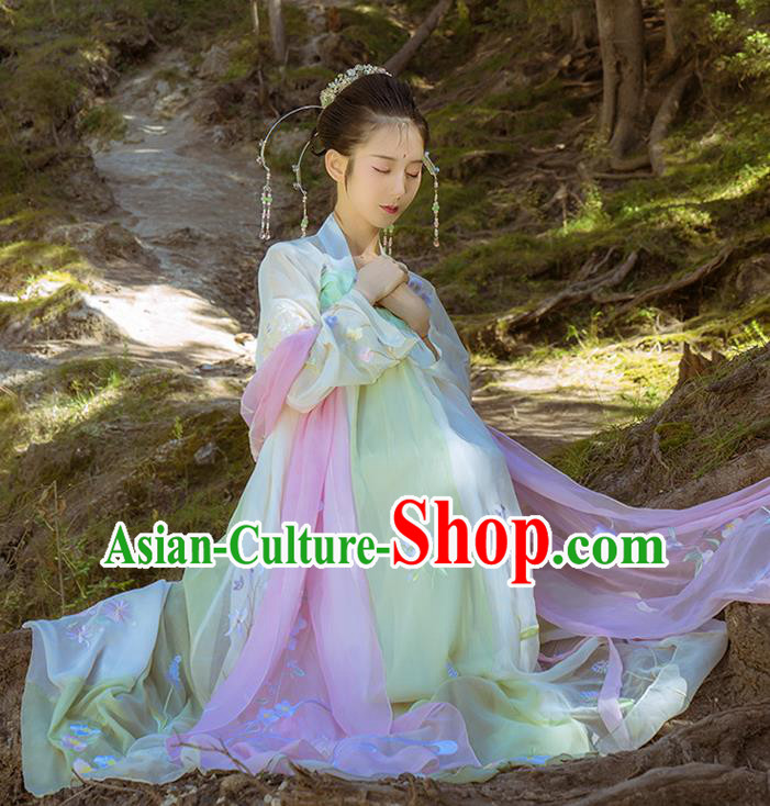 Asian China Tang Dynasty Imperial Concubine Dance Costume, Chinese Ancient Nobility Lady Fairy Embroidered Clothing for Women