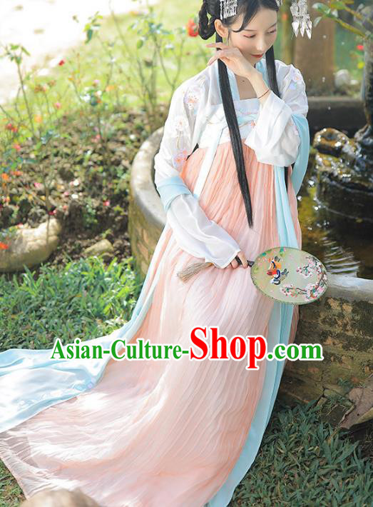 Asian China Tang Dynasty Palace Lady Costume, Chinese Ancient Princess Embroidered Clothing for Women