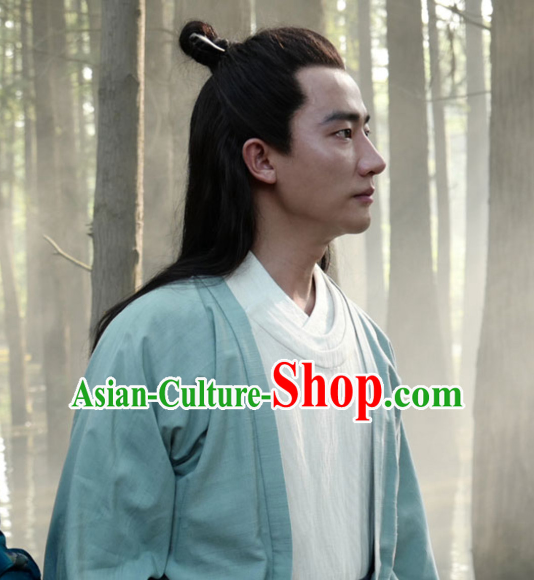 Ancient Chinese Tang Dynasty Male Long Black Wigs