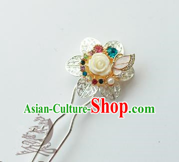 Traditional Korean National Hair Accessories Flower Hairpins, Asian Korean Fashion Wedding Hanbok Hair Decorations Headwear for Women