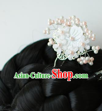 Traditional Korean National Hair Accessories Wedding Princess Beads Flowers Hairpins, Asian Korean Fashion Hanbok Hair Claw Headwear for Girls