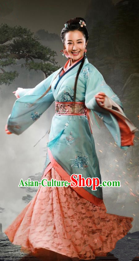 Traditional Chinese Ancient Imperial Princess Costume, Chinese Three Kingdoms Period Palace Lady Embroidered Dress Clothing for Women