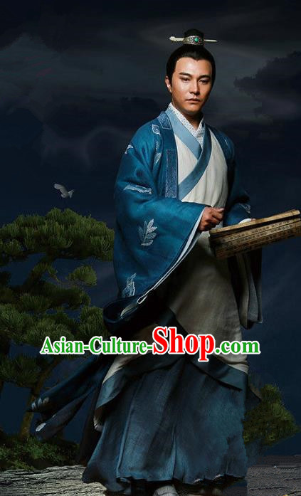 Traditional Chinese Ancient Han Dynasty Royal Highness Costume, Chinese Three Kingdoms Period Prince Hanfu Clothing for Men