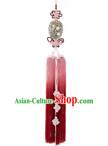 Korean National Accessories Bride Waist Pendant, Asian Korean Wedding Hanbok Red Tassel Palace Taeniasis Waist Decorations for Women
