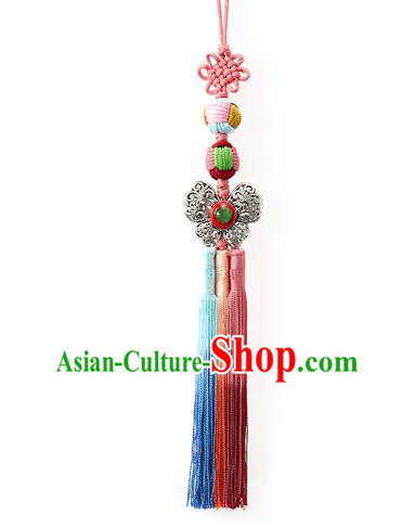 Asian Korean Hanbok Butterfly Tassel Waist Decorations, Korean National Belts Accessories Wedding Bride Waist Pendant for Women